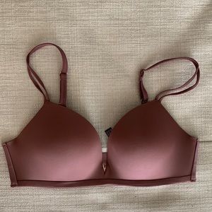 Victoria’s Secret Padded No-Wire Bra. Deep mauve color.